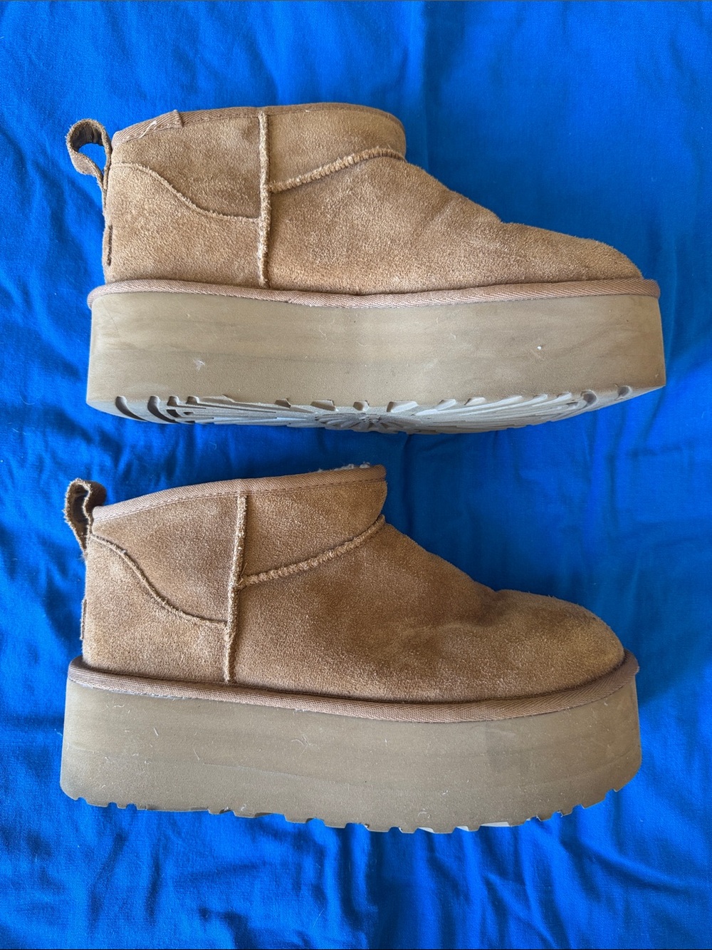 UGG Chestnut Suede Platform Clog Mules